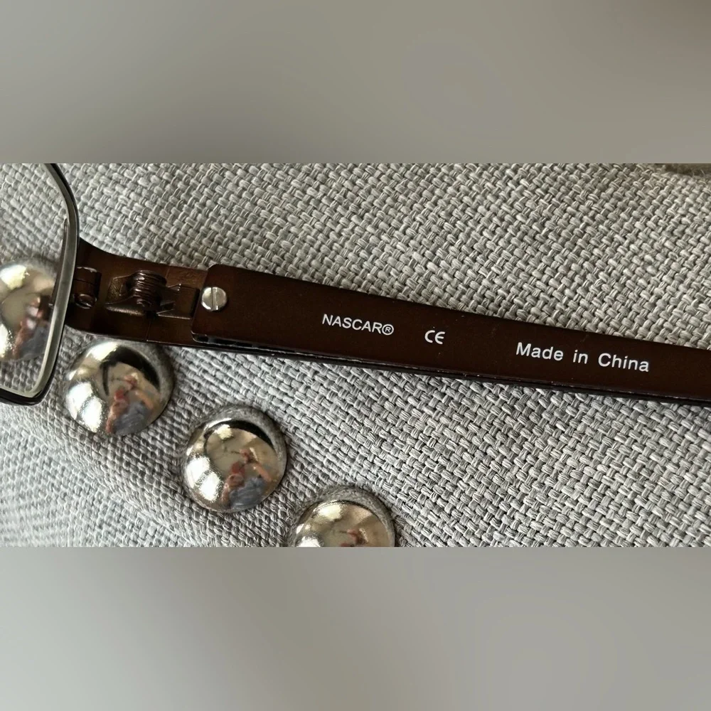 NASCAR NCO 1002 Unisex Eyeglasses Frames BWN DT 55•17•135 Rectangular Wire Rim - Picture 14 of 15